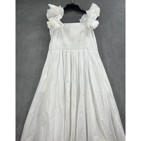 Anthropologie The Corina Ruffled Dress by Maeve Size Xlarge white Midi Dress - Picture 7 of 11
